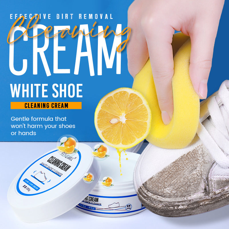 Crème nettoyante blanchissante pour chaussures avec éponge à lingette,  dissolvant SAF, livres blancs, baskets, 100g