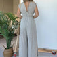 👗2024 New Cotton Deep V High Waisted Jumpsuit With Pockets