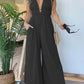 👗2024 New Cotton Deep V High Waisted Jumpsuit With Pockets