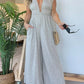 👗2024 New Cotton Deep V High Waisted Jumpsuit With Pockets