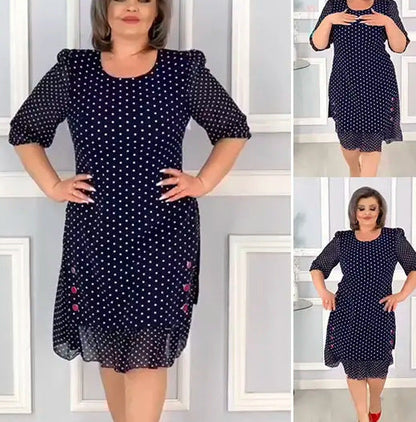 👗【M-4XL】Elegancka sukienka z półrękawkiem i nadrukiem w kropki