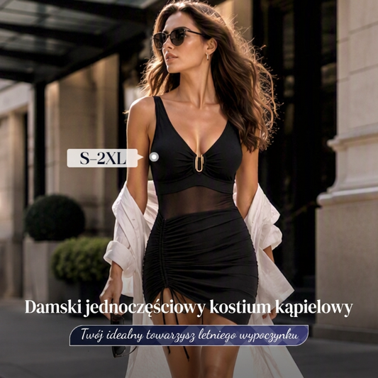 Damski seksowny jednoczęściowy kostium kąpielowy w jednolitym kolorze