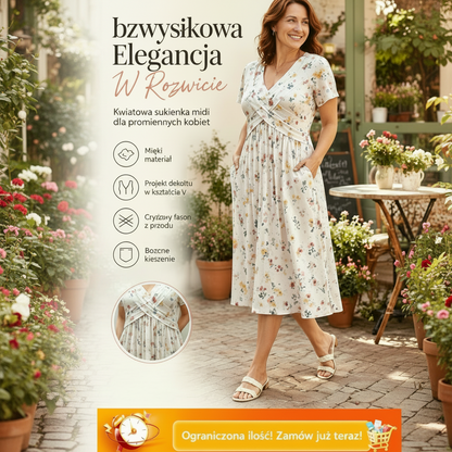 🌸 Kwiatowa sukienka z dekoltem V – kobiecy fason na każdą okazję! 👗✨