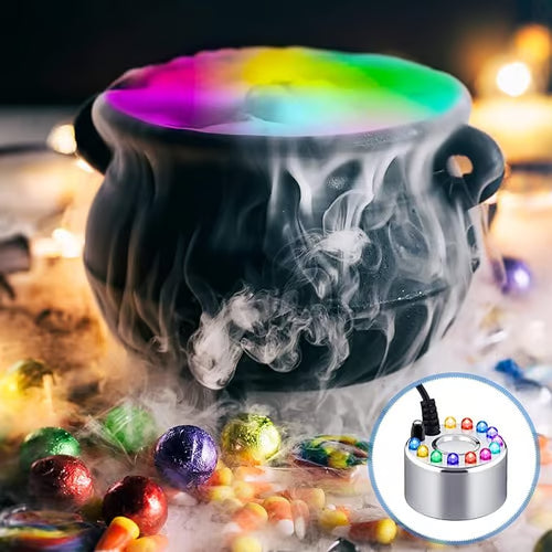 🌫️ Ultradźwiękowy wytwarzacz mgły 12 LED – gęsta mgła i kolorowe światło na każdą imprezę! 🎃✨