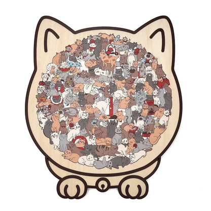 🐱135-elementowa drewniana układanka w kształcie kota