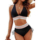 👙 Bikini z wysokim stanem i tęczową gumką – 50% ZNIŻKI! OFERTA LIMITOWANA!kontrola brzucha, dekolt halter w kształcie V, boczne sznurki na plażę i basen