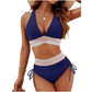 👙 Bikini z wysokim stanem i tęczową gumką – 50% ZNIŻKI! OFERTA LIMITOWANA!kontrola brzucha, dekolt halter w kształcie V, boczne sznurki na plażę i basen