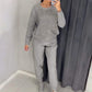 💝Damski brokatowy sweter z kryształkami i 2-częściowy casualowy zestaw ze spodniami