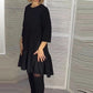 💞Luźna plisowana elegancka czarna sukienka
