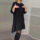 💞Luźna plisowana elegancka czarna sukienka