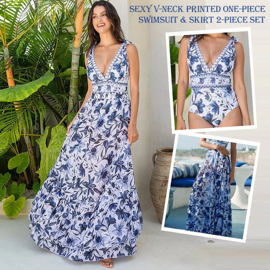 🌊 Letnia wyprzedaż 2026🌷 Kostium kąpielowy z dekoltem w serek i spódnicą