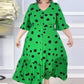 💝Elegancka sukienka w kropki plus size z dekoltem w szpic