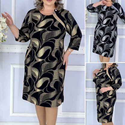 🌹Stylowa elegancka sukienka midi z nadrukiem