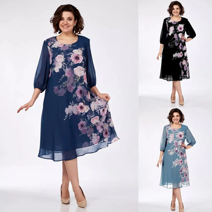 Eleganckie sukienki damskie z okrągłym dekoltem w kwiaty