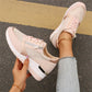 Sznurowane sneakersy damskie z siateczki