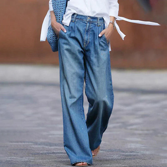 👖 Damska jeansy casualowe z efektem sprania