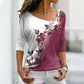 Damska koszulka z długim rękawem V-Neck Floral Colorblock