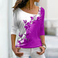 Damska koszulka z długim rękawem V-Neck Floral Colorblock