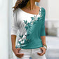 Damska koszulka z długim rękawem V-Neck Floral Colorblock