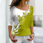 Damska koszulka z długim rękawem V-Neck Floral Colorblock