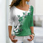 Damska koszulka z długim rękawem V-Neck Floral Colorblock