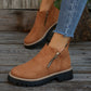 🔥Kobiety Round-Toe buty kostkowe z zamkiem błyskowym bocznym👢