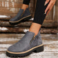🔥Kobiety Round-Toe buty kostkowe z zamkiem błyskowym bocznym👢