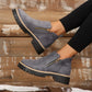 🔥Kobiety Round-Toe buty kostkowe z zamkiem błyskowym bocznym👢