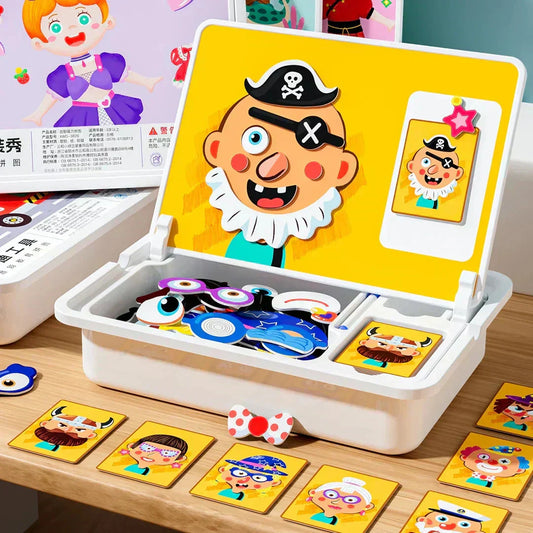 Puzzle magnetyczne Ubieranie twarzy Gra podróżna Dwustronna przedszkolna edukacyjna zabawka edukacyjna dla dzieci