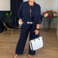 【S-5XL】💝Elegancki 3-częściowy zestaw zawierający długi kardigan, bluzkę i spodnie