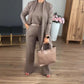 【S-5XL】💝Elegancki 3-częściowy zestaw zawierający długi kardigan, bluzkę i spodnie