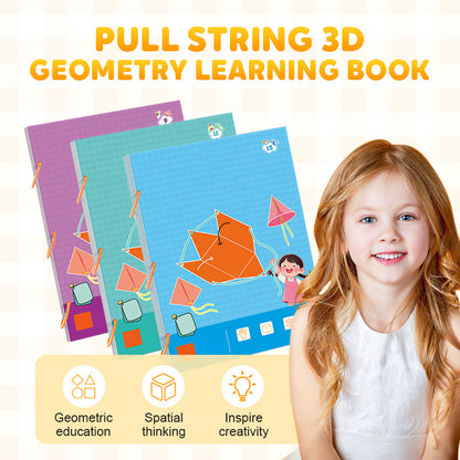 🔥Nowe ulepszenia👶✨Książka do nauki geometrii 3D z sznurkiem do pociągania
