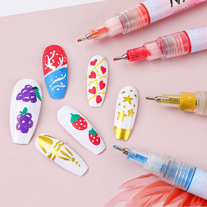12 kolorowych akrylowych pisaków do żelowego manicure – nie wymagają utwardzania, szybko schną i łatwo się usuwają
