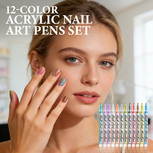 ✨ Pióra Akrylmienne do Nail Art 12 Kolorów | Piszczel 0,7mm | Wodoodporne ✨