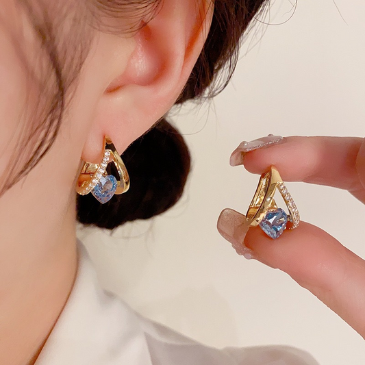 💍Mother's Day Early Bird Special🩵Elegant V-Shape Heart Dangle Hoop Earrings