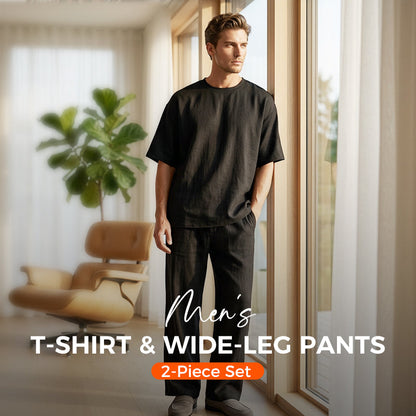 ⭐ 50% ZNIŻKI ⭐ Zestaw dla mężczyzn: koszulka + spodnie z szerokimi nogawkami 👖