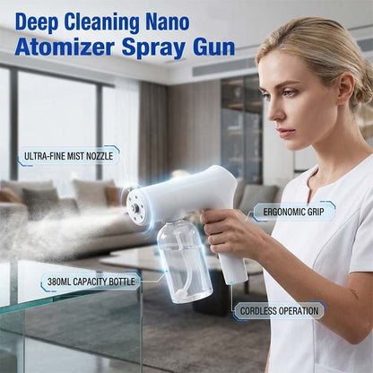🦠 🚫 Bezprzewodowy nano atomizer – dezynfekcja bezdotykowa, niebieskie światło – do domu, biura i samochodu 🏠