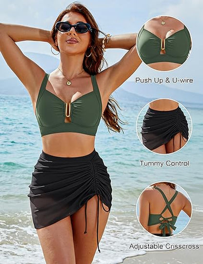 Zestawy bikini dla kobiet z wysokim stanem i miseczkami w kształcie litery U dla smukłej sylwetki