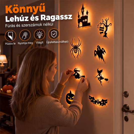 Samoprzylepne naklejki ścienne z motywem Halloween, świecące w ciemności