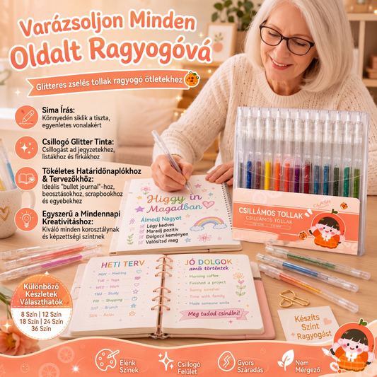✨ Zestaw piór żelowych z brokatem i mechanizmem cofającym do pisania dziennika i rysowania