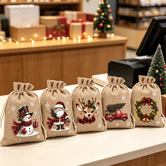 🎄🎁 Świąteczne woreczki na prezenty z sznurkiem - szybkie i eleganckie pakowanie prezentów ✨