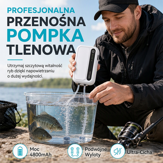 🐟 💨 Przenośna pompa natleniająca z możliwością ładowania — idealna do wędkowania i hodowli ryb 🌊