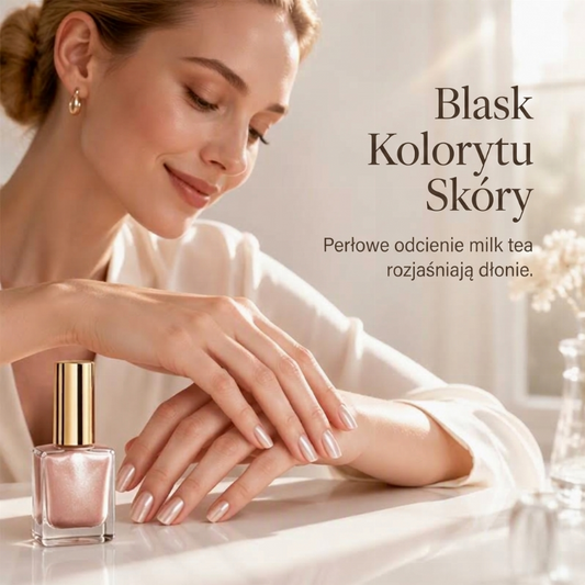 Lakier do paznokci Moonlight Pearl, mieniący się kolor herbaty mlecznej, schnący na powietrzu, trwały