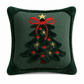 🎄 Haftowana poszewka na poduszkę w kształcie choinki z kokardką, 45 x 45 cm – ozdobna poszewka na poduszkę do salonu, na sofę 🧸