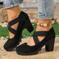 🔥 Damskie buty typu Mary Jane z krzyżującymi się paskami – okrągły nosek, gruby obcas, platforma i wycięcia, wysokie obcasy 👠✨