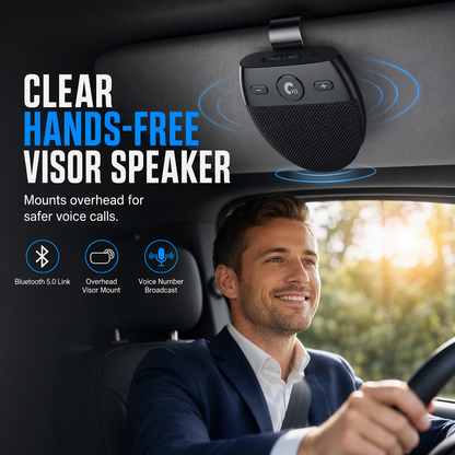 SP11 Samochodowy głośnik Bluetooth na osłonę przeciwsłoneczną, zestaw głośnomówiący z automatycznym włączaniem aktywowanym wibracją, obsługą A2DP i głosowym powiadamianiem o numerze dzwoniącego