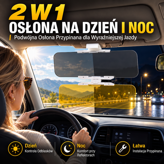Uniwersalna osłona przeciwsłoneczna HD odblaskowa do samochodu, na dzień i noc