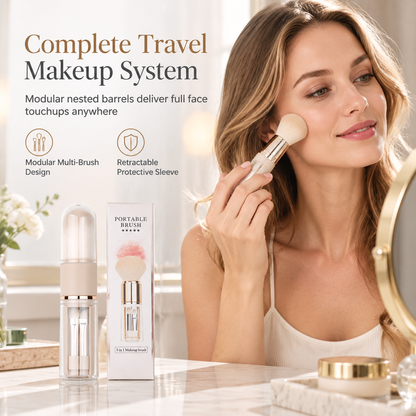💄 Pędzel do makijażu 6 w 1 – do pudru, różu i ust, praktyczny do zabrania ze sobą 💋