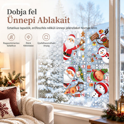 🎅🎄 Świąteczne statyczne naklejki na okna z PVC – łatwa w montażu dekoracja świąteczna ✨