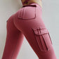 Damskie elastyczne legginsy fitness z kieszeniami